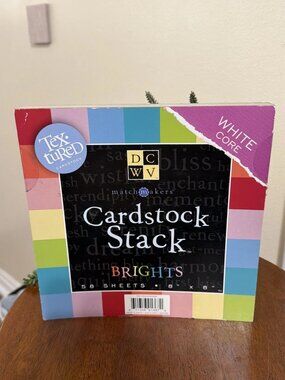 DCWV Stack 8 x 8 - Brights - Textured Cardstock - White Core - 58 Sheets - NEW